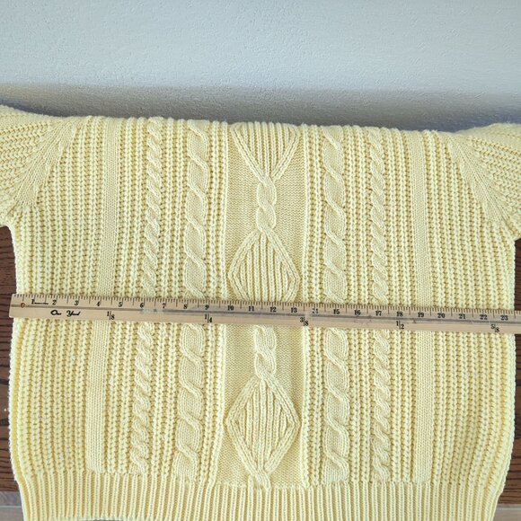 Vintage Joan‎ Harper Cable Knit Womens Sweater Yellow Acrylic Button Neck Large - Picture 8 of 13